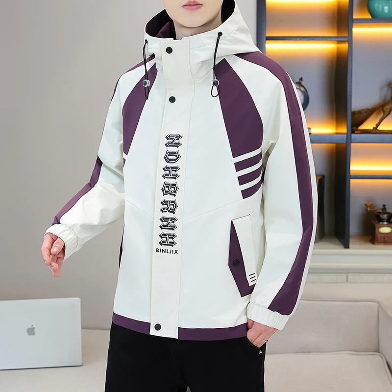 男士外套连帽夹克休闲外穿上衣时尚潮流春秋季男生帅气褂子百搭款