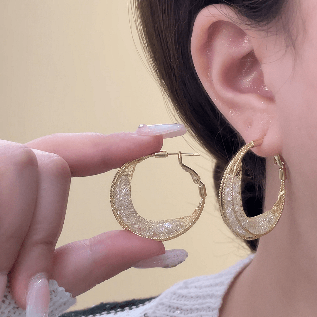 铜合金耳饰 气质轻奢时尚C756百搭小众欧美简约圈圈金色大耳圈