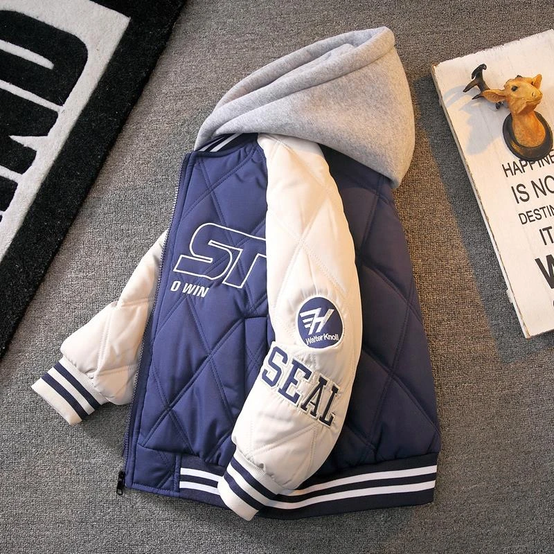 巴拉巴拉男孩女孩巴拉童年儿童装男童冬装外套2024新款夹棉棒球服