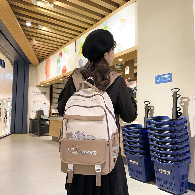 高颜值书包女初中高中学生多层大容量双肩包日系休闲旅行电脑背包