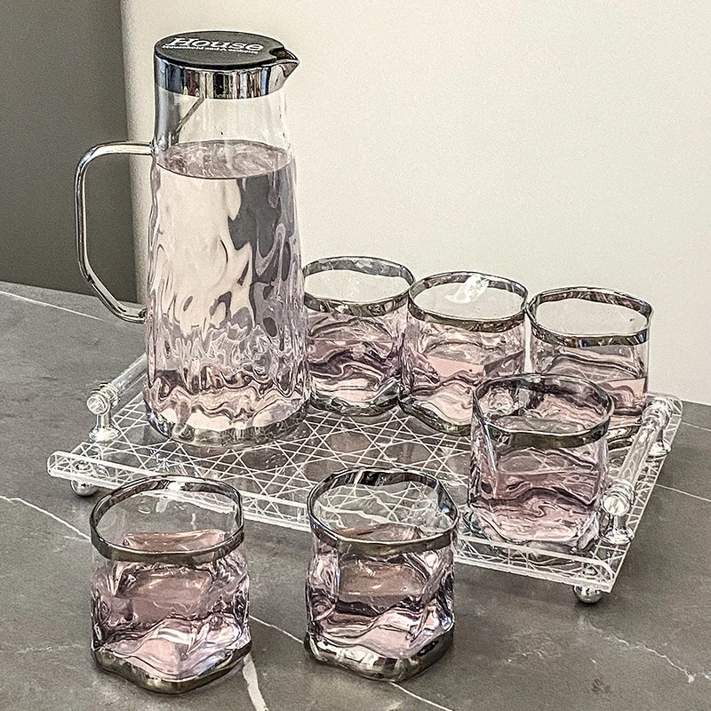 网红轻奢玻璃杯茶杯家用啤酒杯冷水壶喝水杯耐热洋酒杯待客茶具