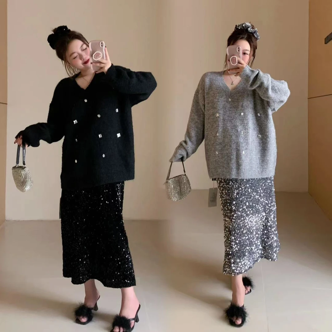 现货慧芝huizhi 仪式感亮片裙24ss 定制款松紧腰慵懒不扎人亮片裙