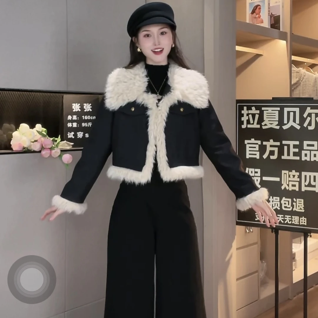 拉夏贝尔25现货冬季新款白鸭绒羽绒仿牛仔保暖外套 10204 ldj