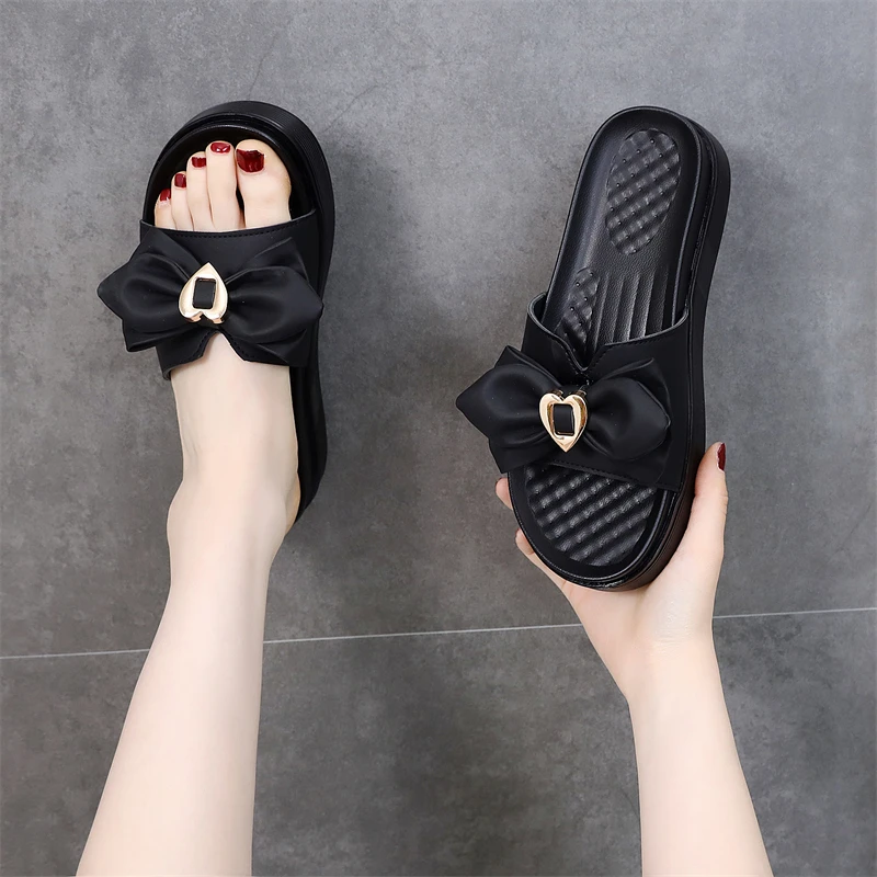 拖鞋女夏外穿2025新款松糕厚底仙女风中跟配裙防滑一字凉拖大码41