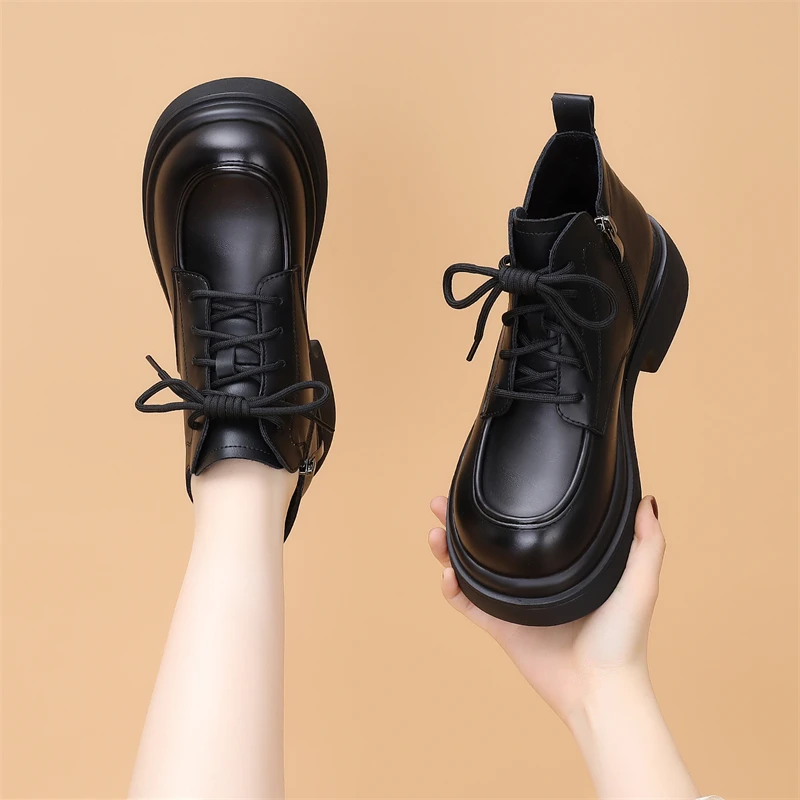 英伦风马丁靴女2025年秋冬新款爆款皮毛一体加绒保暖增高厚底短靴