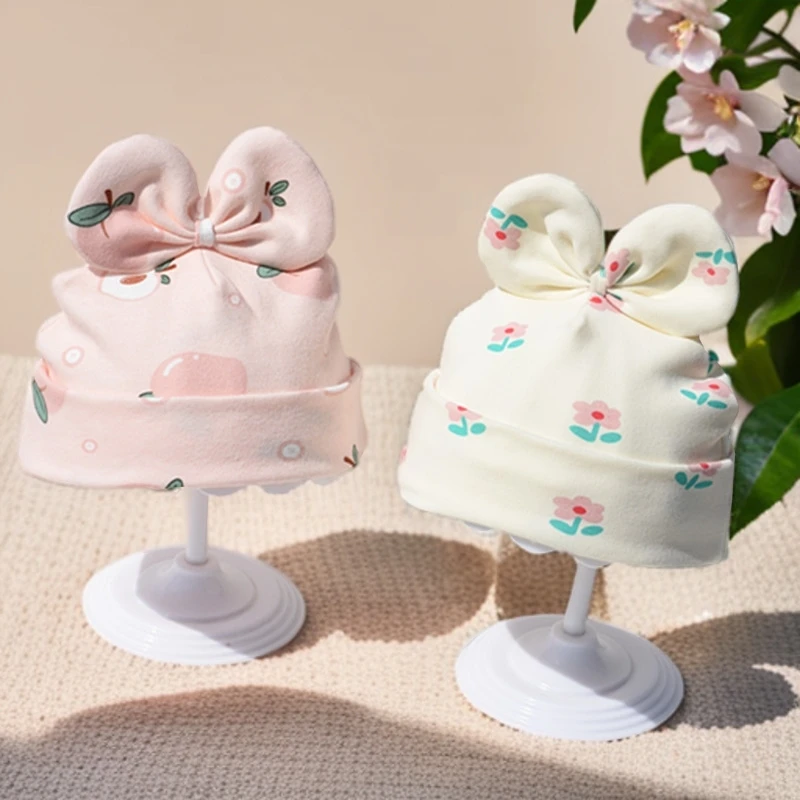 秋冬新生儿纯棉胎帽新款甜美儿童双层套头帽帽子婴幼儿防风保暖帽