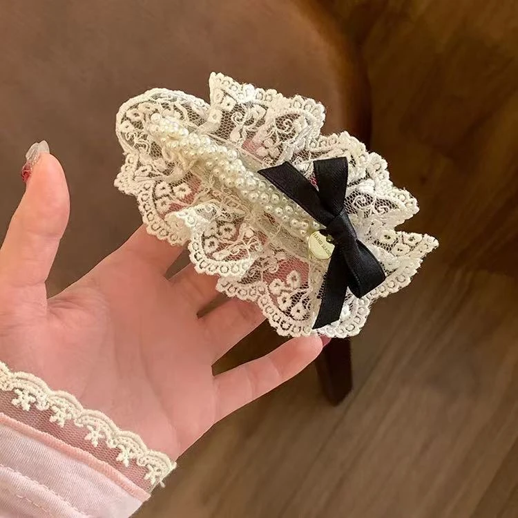 法式复古蕾丝碎花蝴蝶结侧边夹刘海夹高级感bb夹 1268