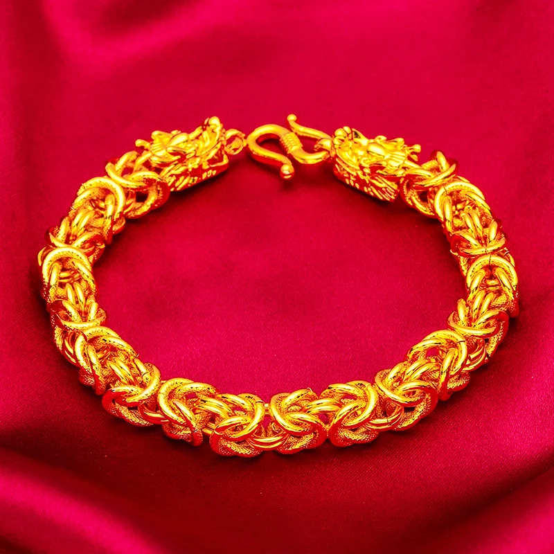 合金手链 精工品质真金色（龙骨手链）男士时尚霸气潮流编织
