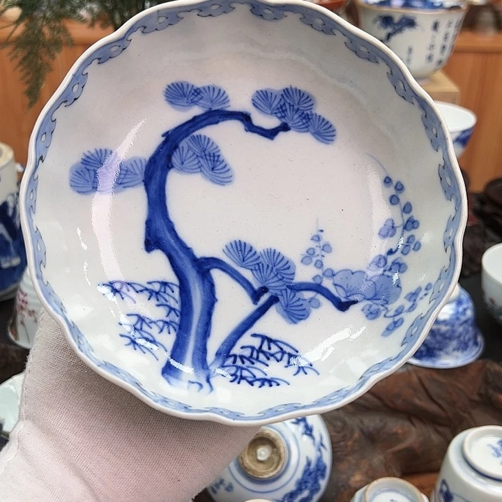 碟濑户青花小盘子壶承