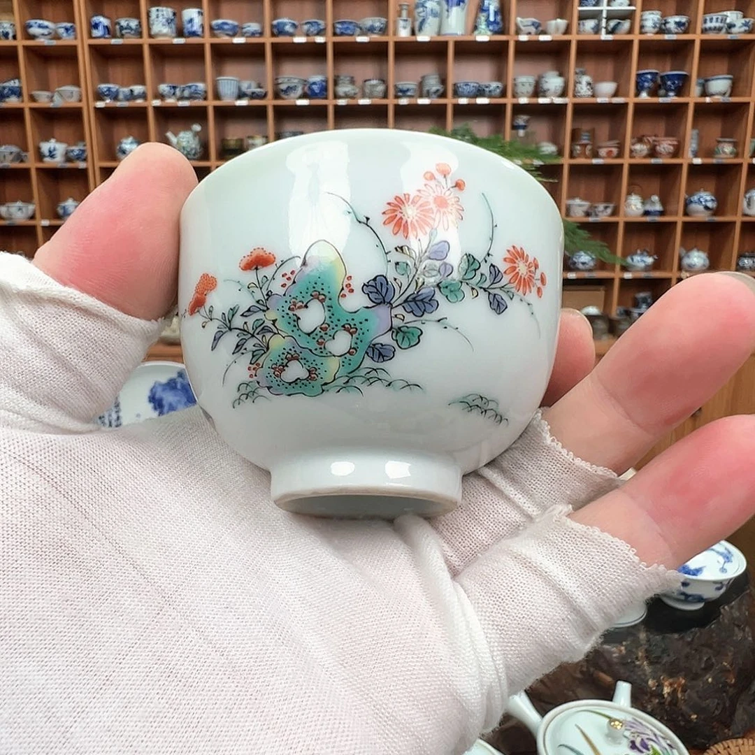海**范青花斗彩茶杯主人杯