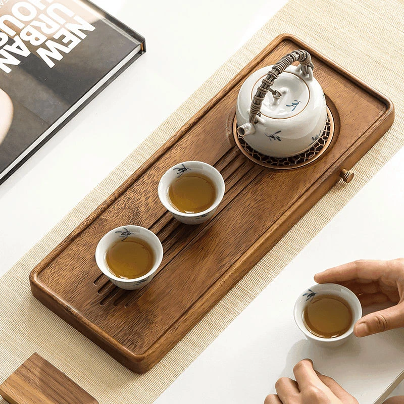 胡桃木茶盘家用桌面专用小茶台实木干泡台茶托湿泡盘功夫小茶盘