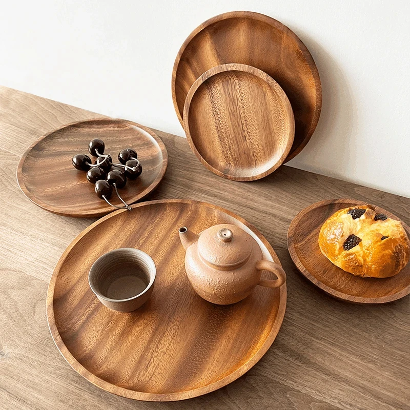 胡桃木盘圆盘果盘果篮放水果收纳盘家用客厅盘实木盘圆盘果盘果盘