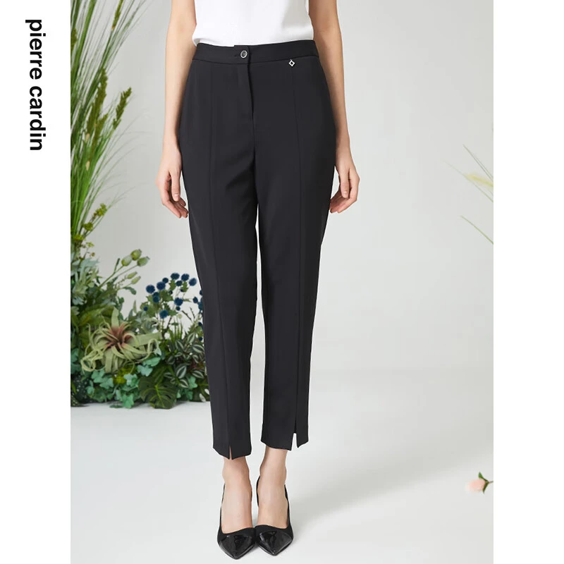【皮尔卡丹女装】2024春季黑色西装裤休闲长裤【专柜正品】