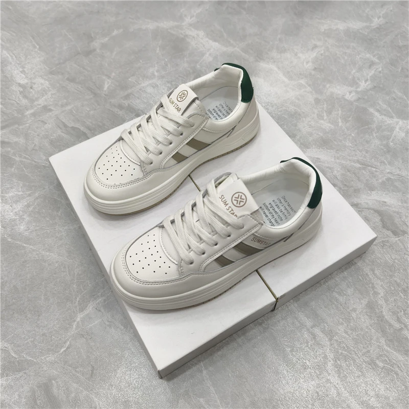 2025春秋新款ins潮厚底系带平底小白鞋百搭休闲超火学生运动板鞋