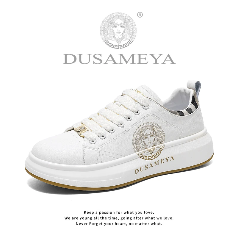 DUSAMEYA/杜莎米娅秋冬季简约增高软底休闲百搭时尚情侣白鞋D6698