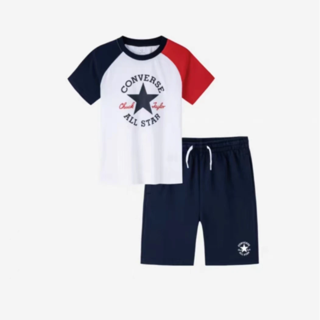 converse/匡威夏季舒适亲肤全棉时尚休闲圆领儿童套装CV2322032