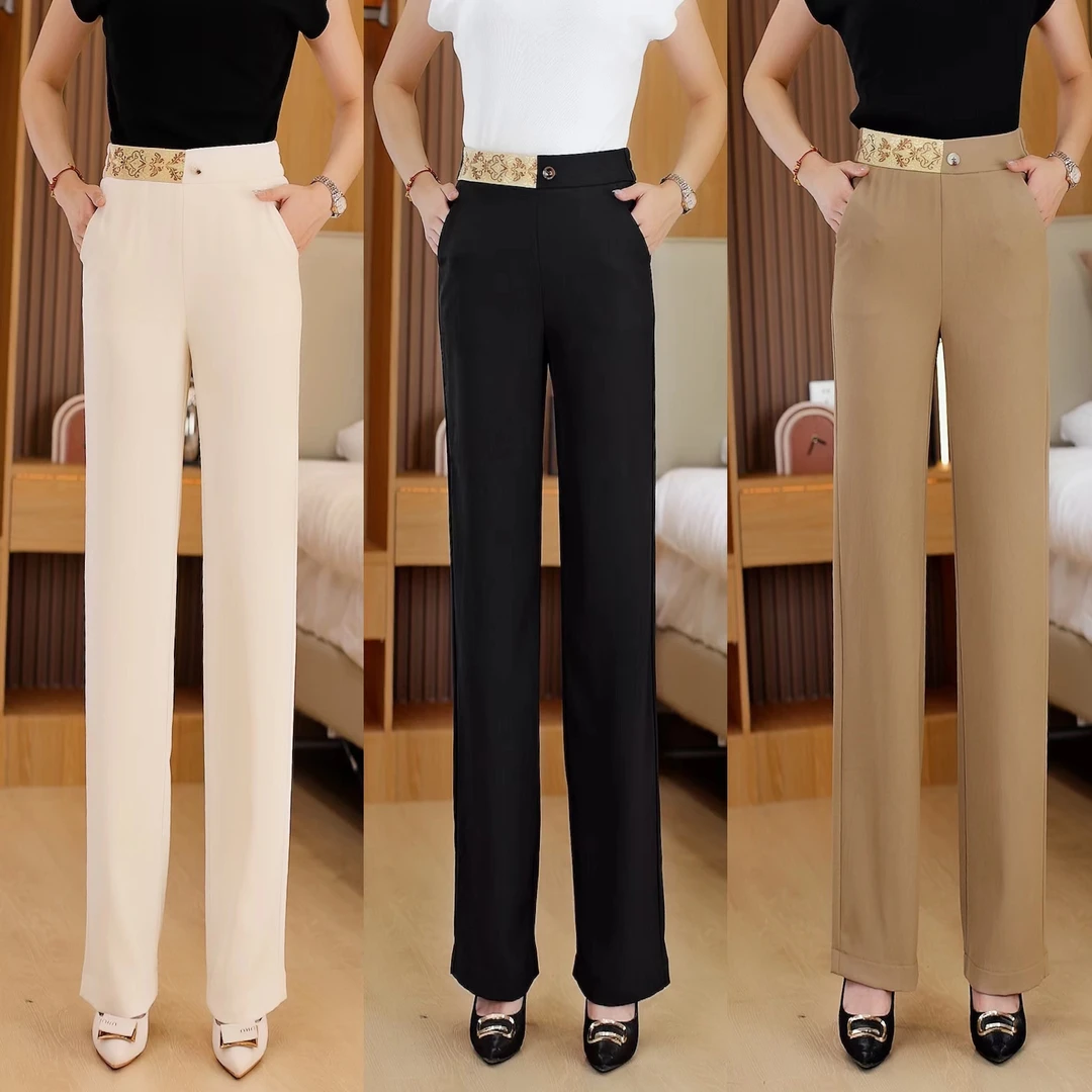 2025夏季百搭新款垂感直筒裤高腰显瘦宽松休闲大码气质高端女裤