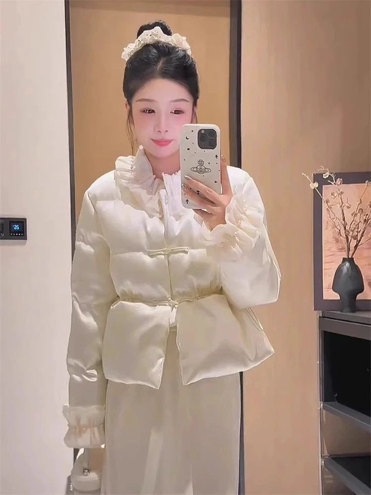 新中式国风短款棉服女冬季大码胖mm气质温柔好看加厚棉衣外套