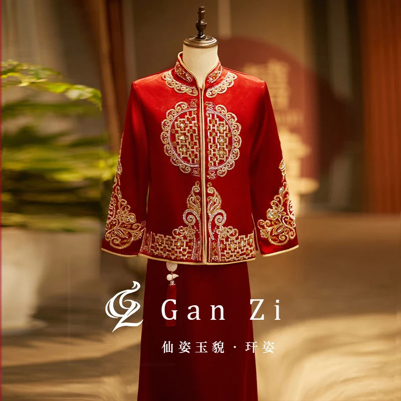 2025新款秀禾服男士结婚礼服中式新郎服接亲服高端敬酒服重工婚服