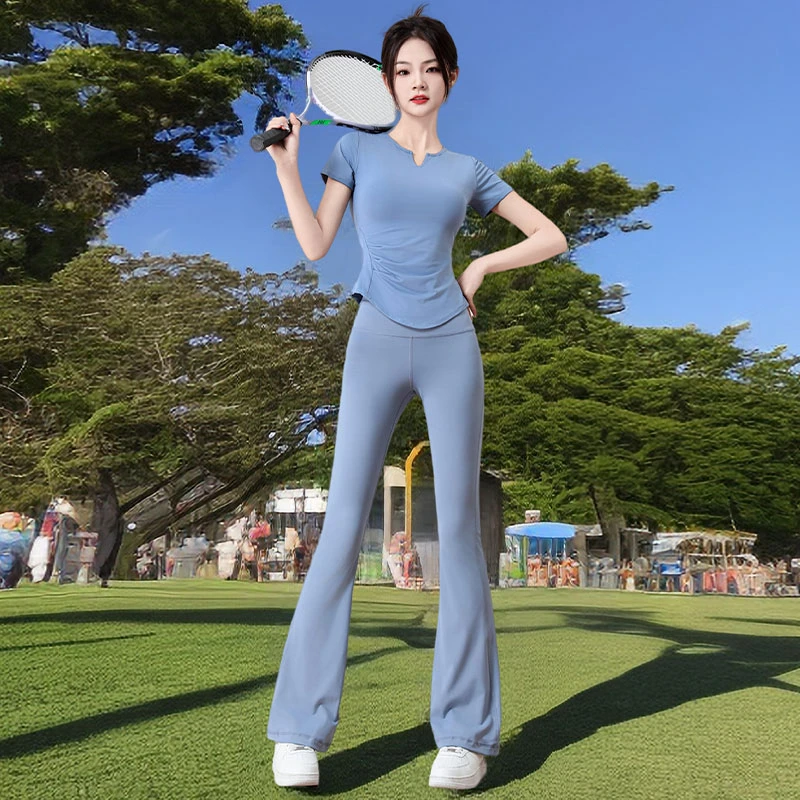 网红瑜伽服套装女高级感2025新款健身衣跑步运动短袖舞蹈微高能感