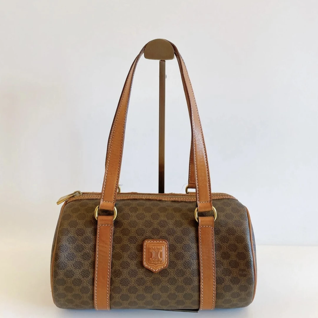 95新 Celine/思琳  XM/复古巴比龙26凯旋门老花圆筒包/ZR10101244