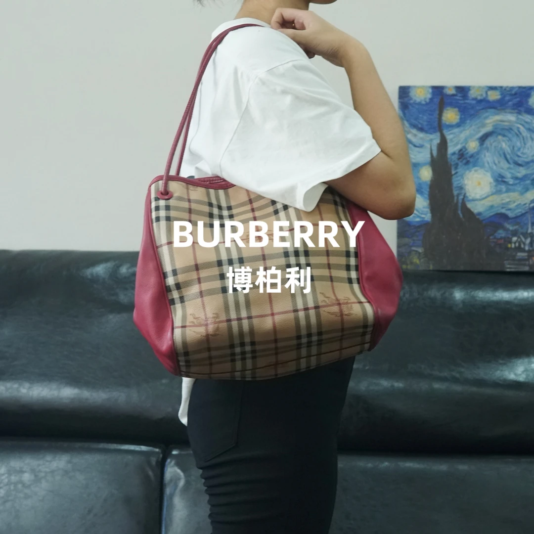 95新 BURBERRY/博柏利 格纹单肩包/FYXH10606063/6063