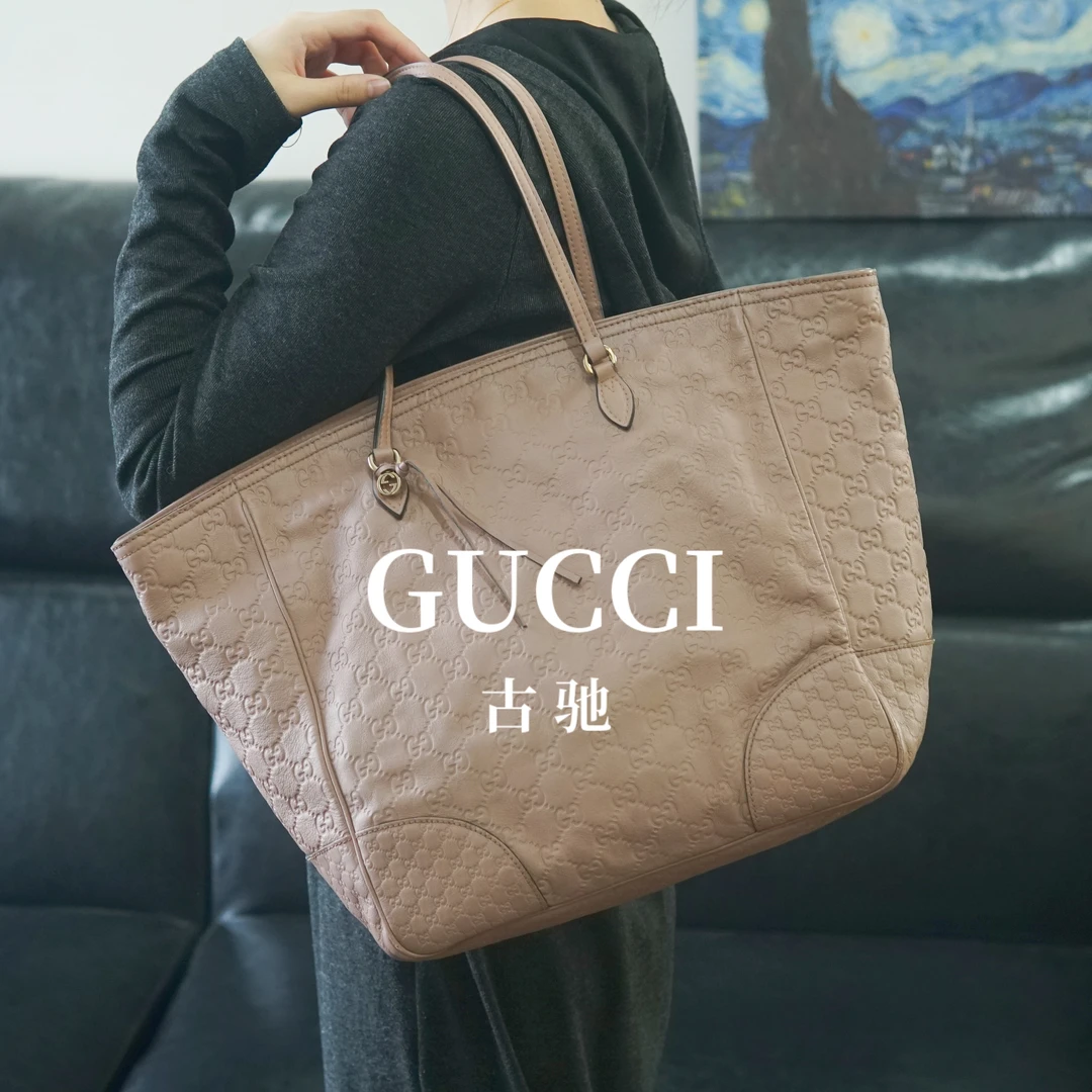 95新 GUCCI/古驰  粉色压纹单肩包/WJ09528203/8203