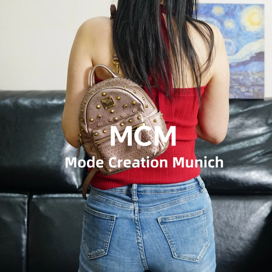 95新 MCM 粉金单肩背包/ZS09706066/6066