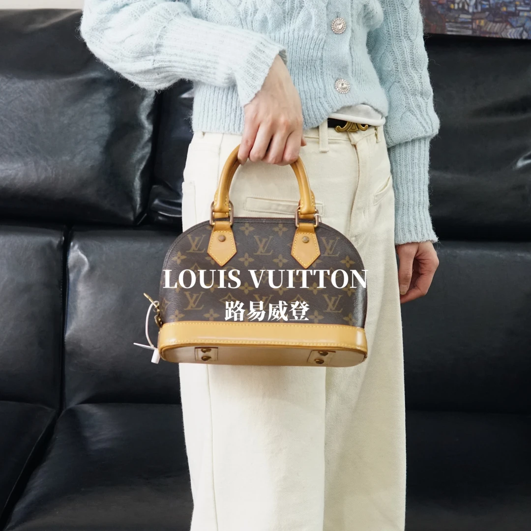 99新 LouisVuitton/路易威登 Alma贝壳BB(老花)/004/植鞣革换新