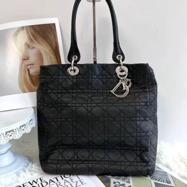 95新 DIOR/迪奥 XM/黑银手提菱格纹VIP极简风通勤包/T3ZZ09109507