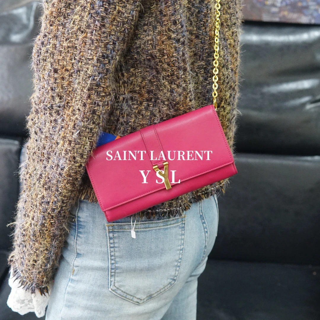 95新 YSL/圣罗兰 粉色斜挎包/HD10527063/7063