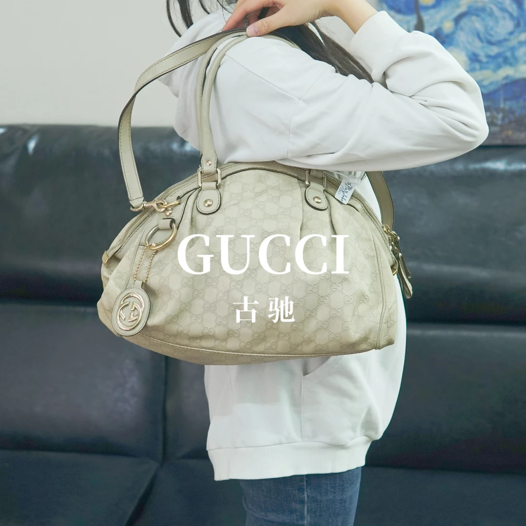 95新 GUCCI/古驰  白色压纹单肩包/SP10501060/1060