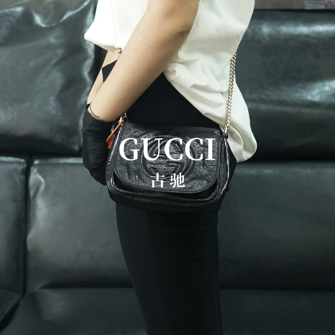 95新 GUCCI/古驰 黑色斜挎包/CP10713012/3012