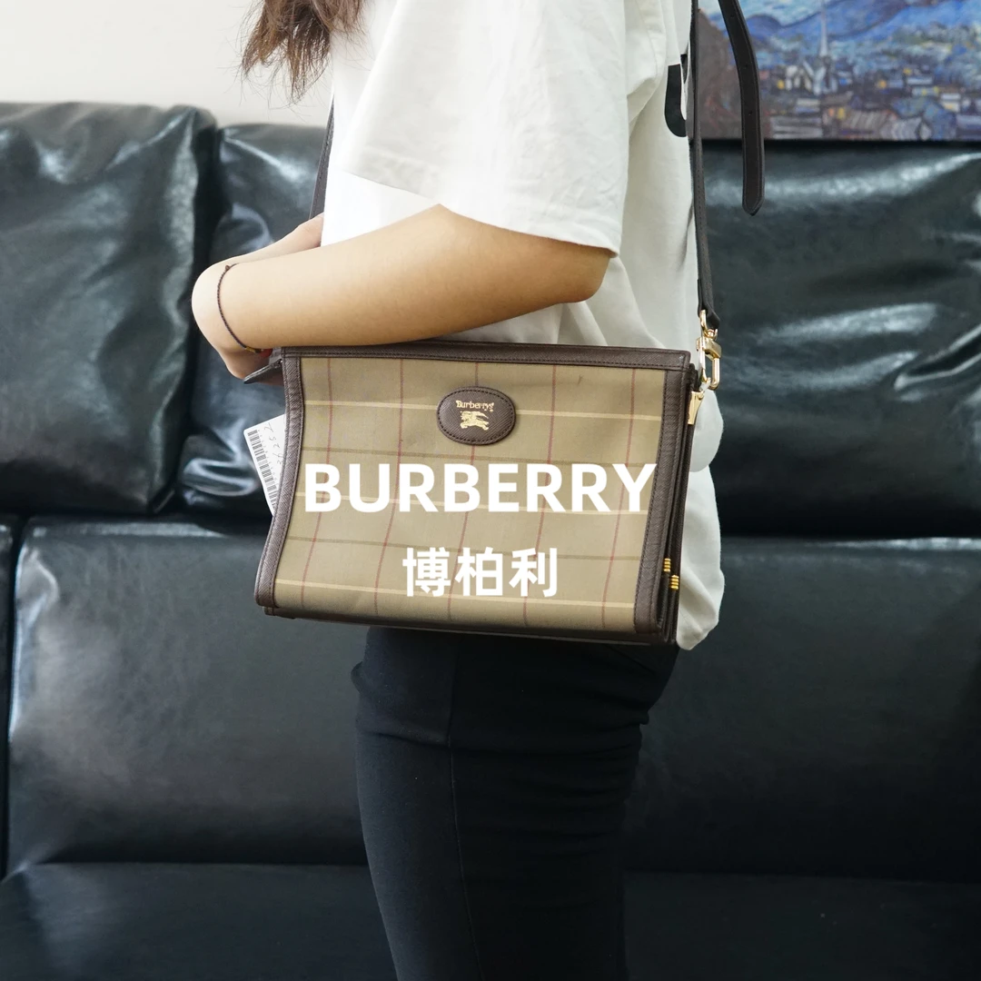 95新 BURBERRY/博柏利 格纹斜挎包/JJ10428285/8285