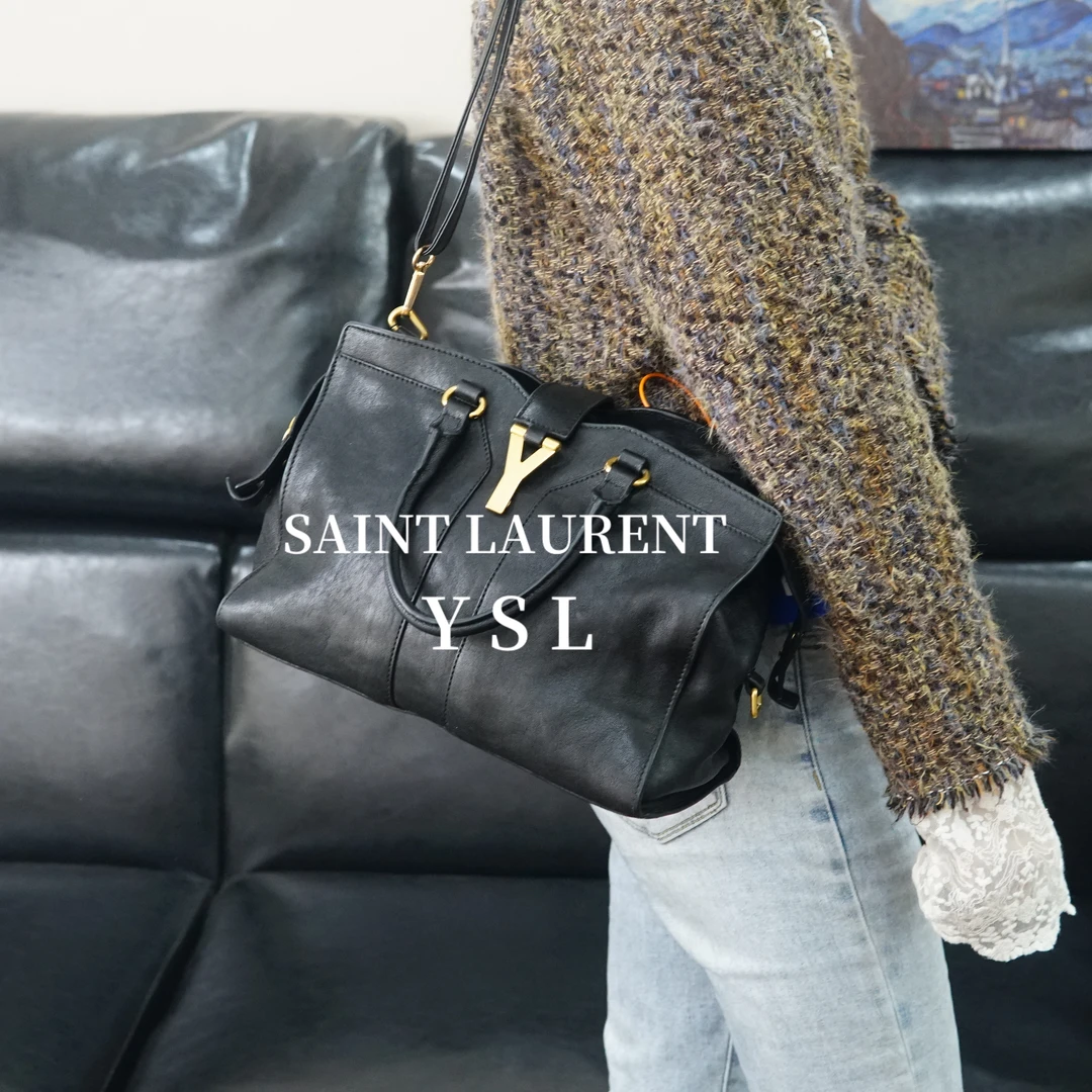 95新 YSL/圣罗兰 黑金斜挎包/F4ZS08526012/6012