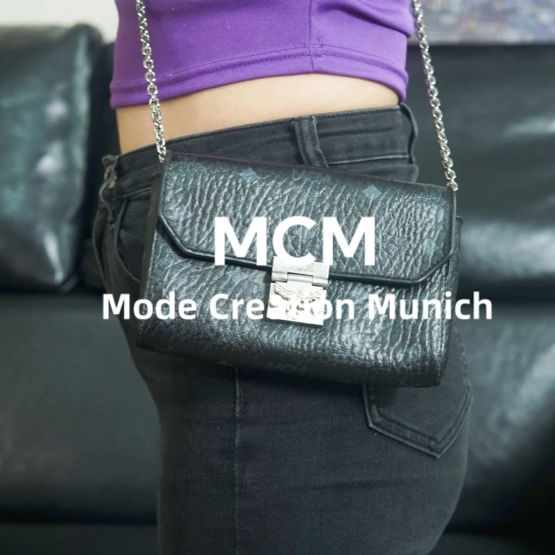 95新 MCM 黑色链条单肩包/FYSD08525077/5077