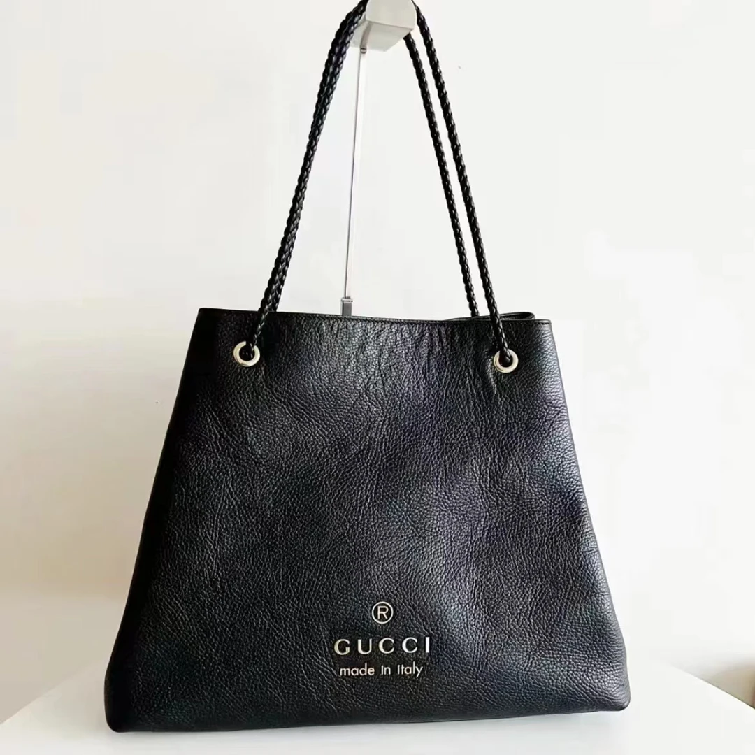 95新 GUCCI/古驰 XM/中古黑金字母Logo单肩Tote包/BB08618040改