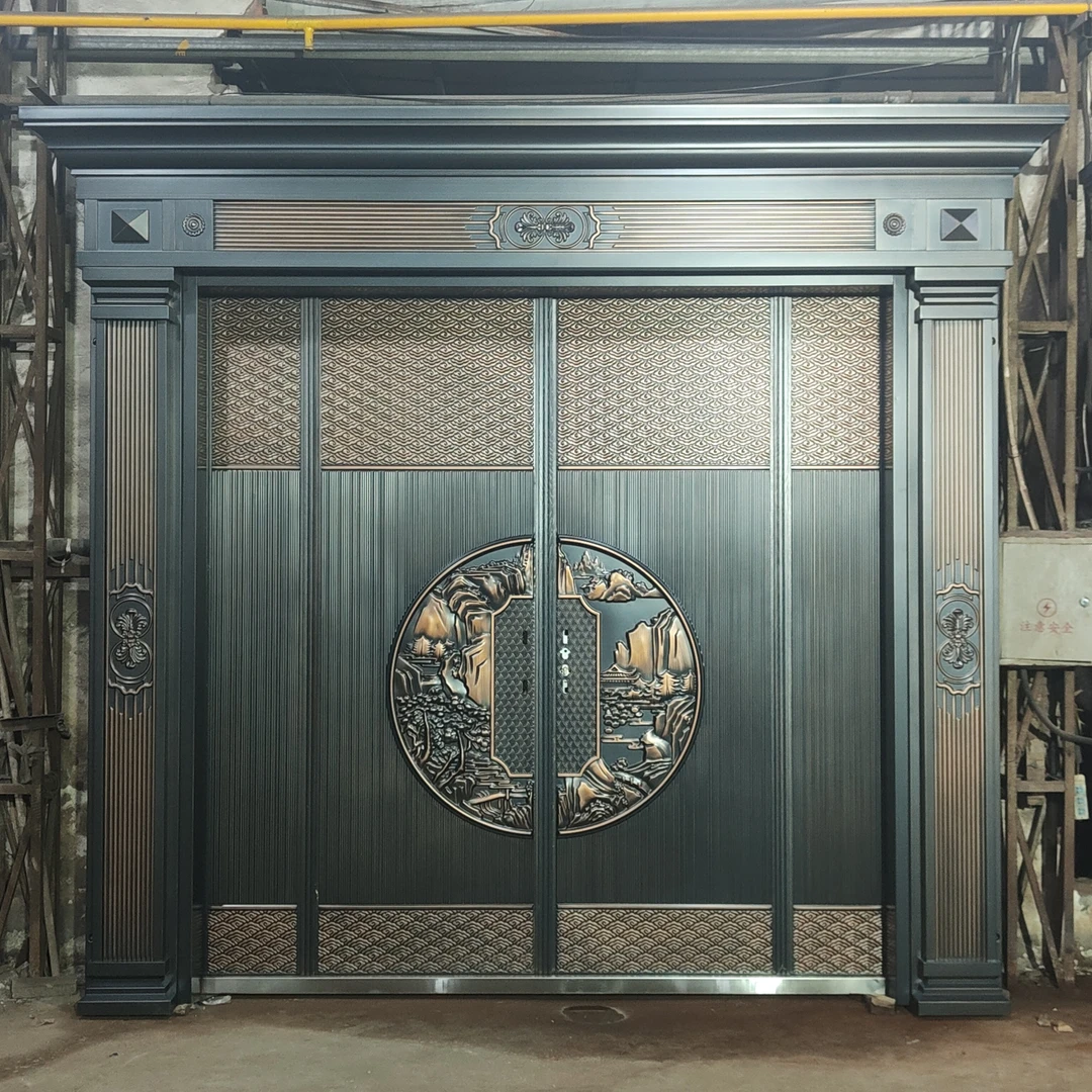 高山流水极简轻奢防爆铸铝门入户大门子母小区安全门别墅防盗门