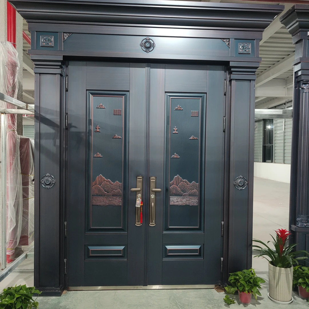 真紫铜宽1880高2660厚120内右开锌合金大门农村自建房大门防盗门