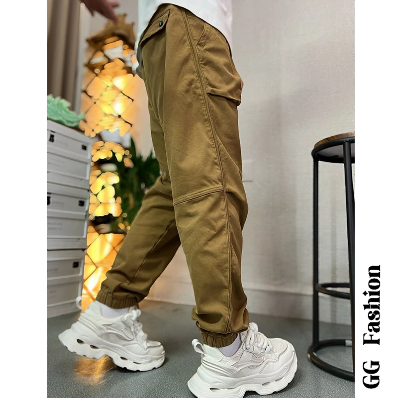 【弹性加绒工装裤】秋冬新款美式束脚男士阔腿户外百搭柔软休闲裤