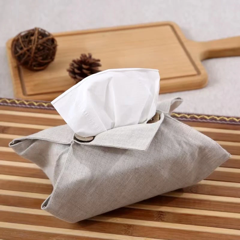 纸巾盒创意纯色简约亚麻布艺抽纸盒