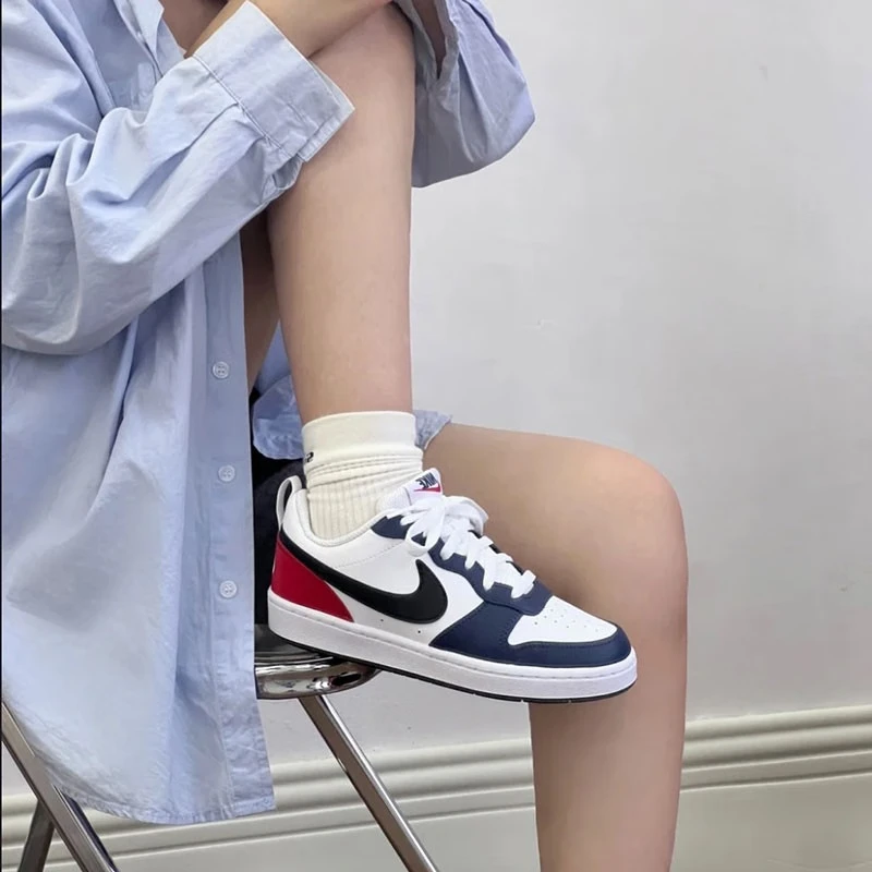 Nike/耐克 Court Borough Low 2 GS女子白蓝红低帮板鞋DO7446-101