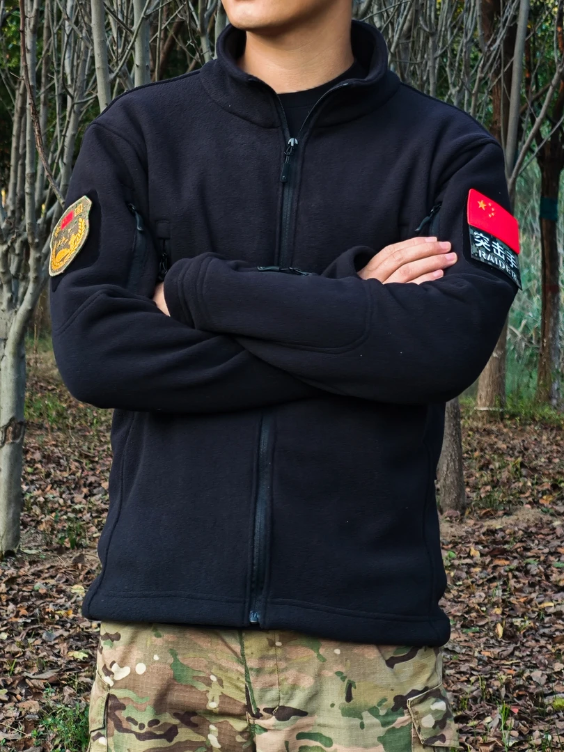 新款加绒抓绒衣保暖军迷加厚冲锋衣内胆摇粒绒上衣立领三防外套男