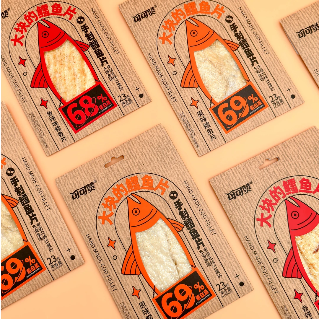 可可赞大块鳕鱼片 美味网红零食 真空包装原味香辣味