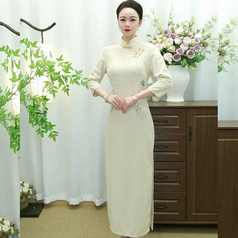 【FH55】2024秋季新款改良旗袍连衣裙显瘦气质中国风新中式长裙子