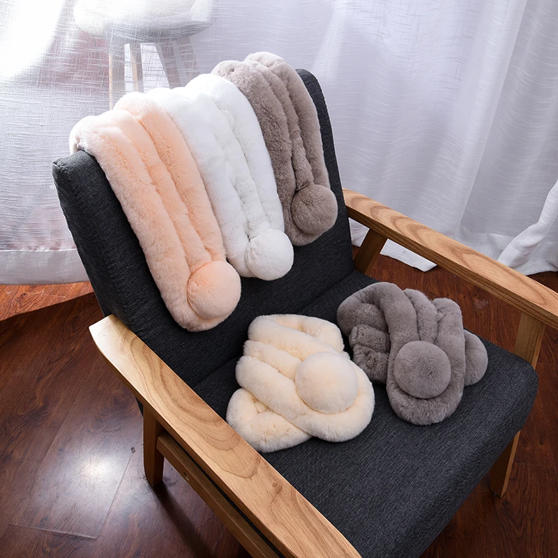 獭兔毛围巾围脖女冬季加厚保暖防风围脖学生保暖整皮獭兔毛皮草