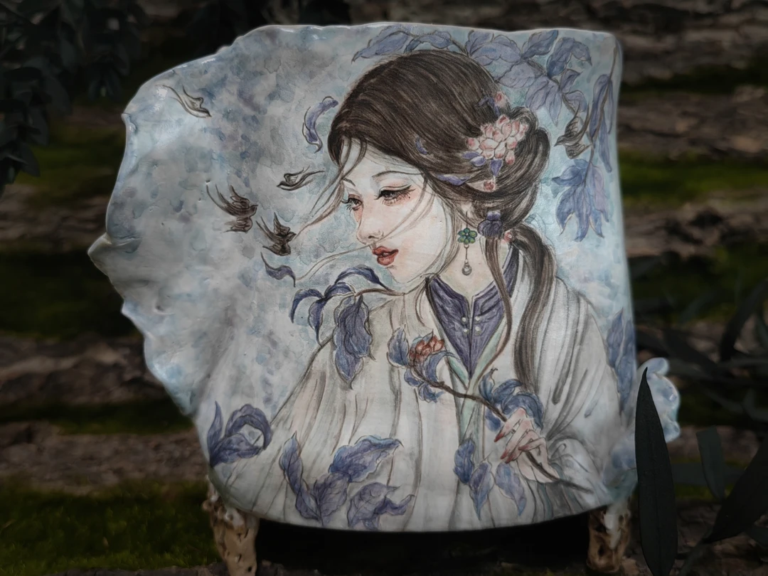 古风美人 多肉釉烧花盆