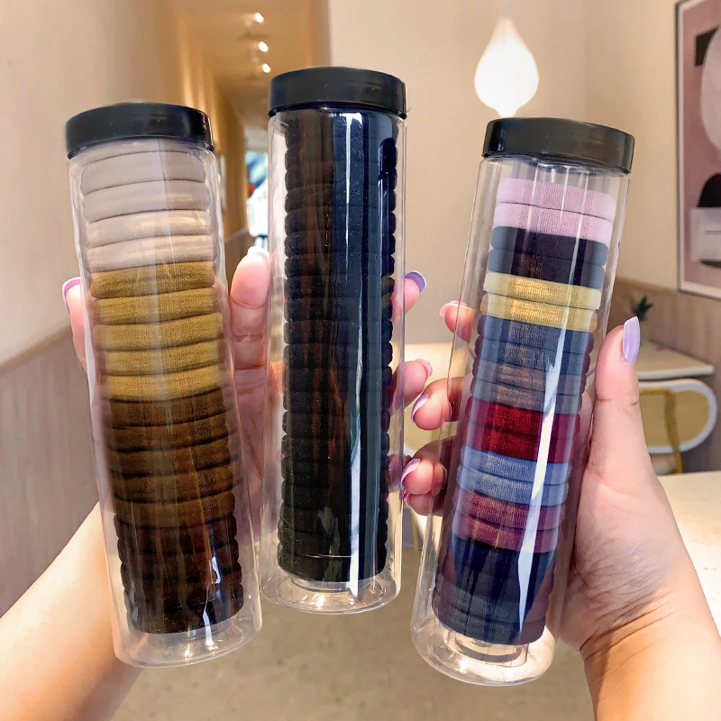 20条罐装高弹力耐用无缝发绳橡皮筋发圈皮筋女头绳高马尾皮套头饰