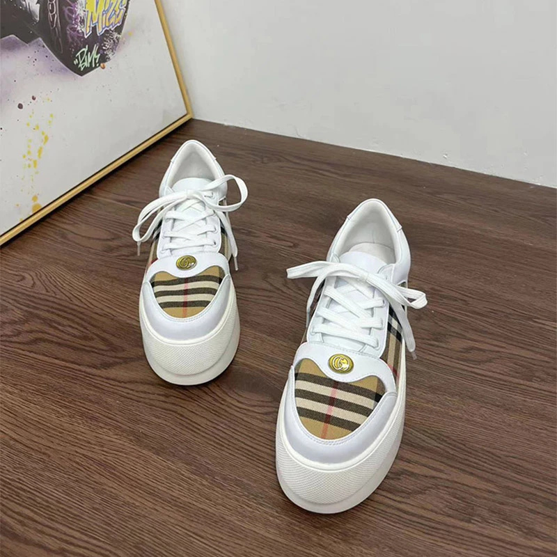 2024爆款拼色单鞋百搭真皮小个子内增高厚底高级平跟增高7公分