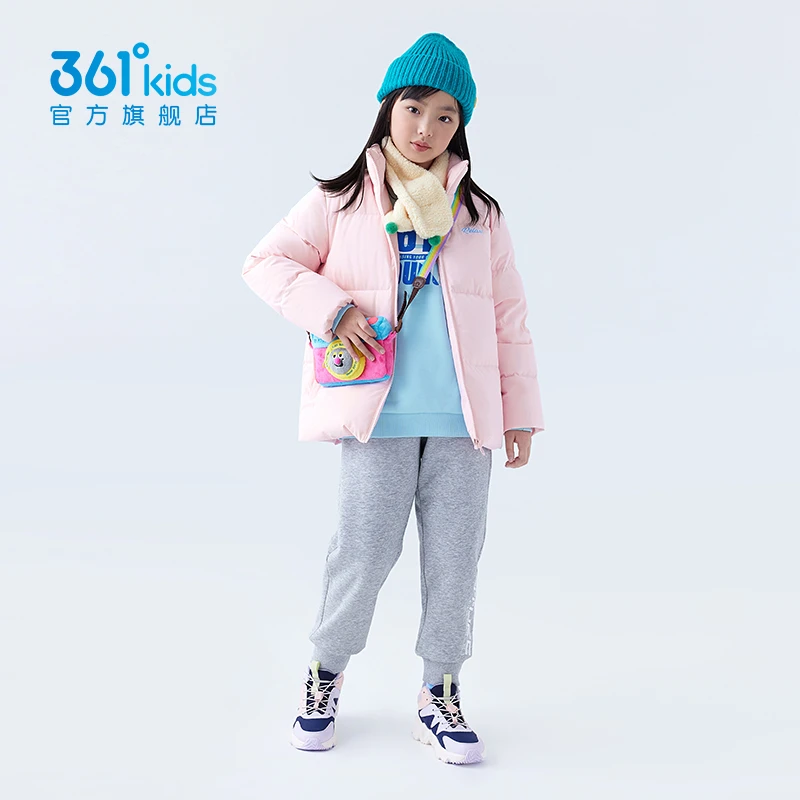 361°kids童装春季中长款时尚女童外套中大童保暖羽绒服N62341901